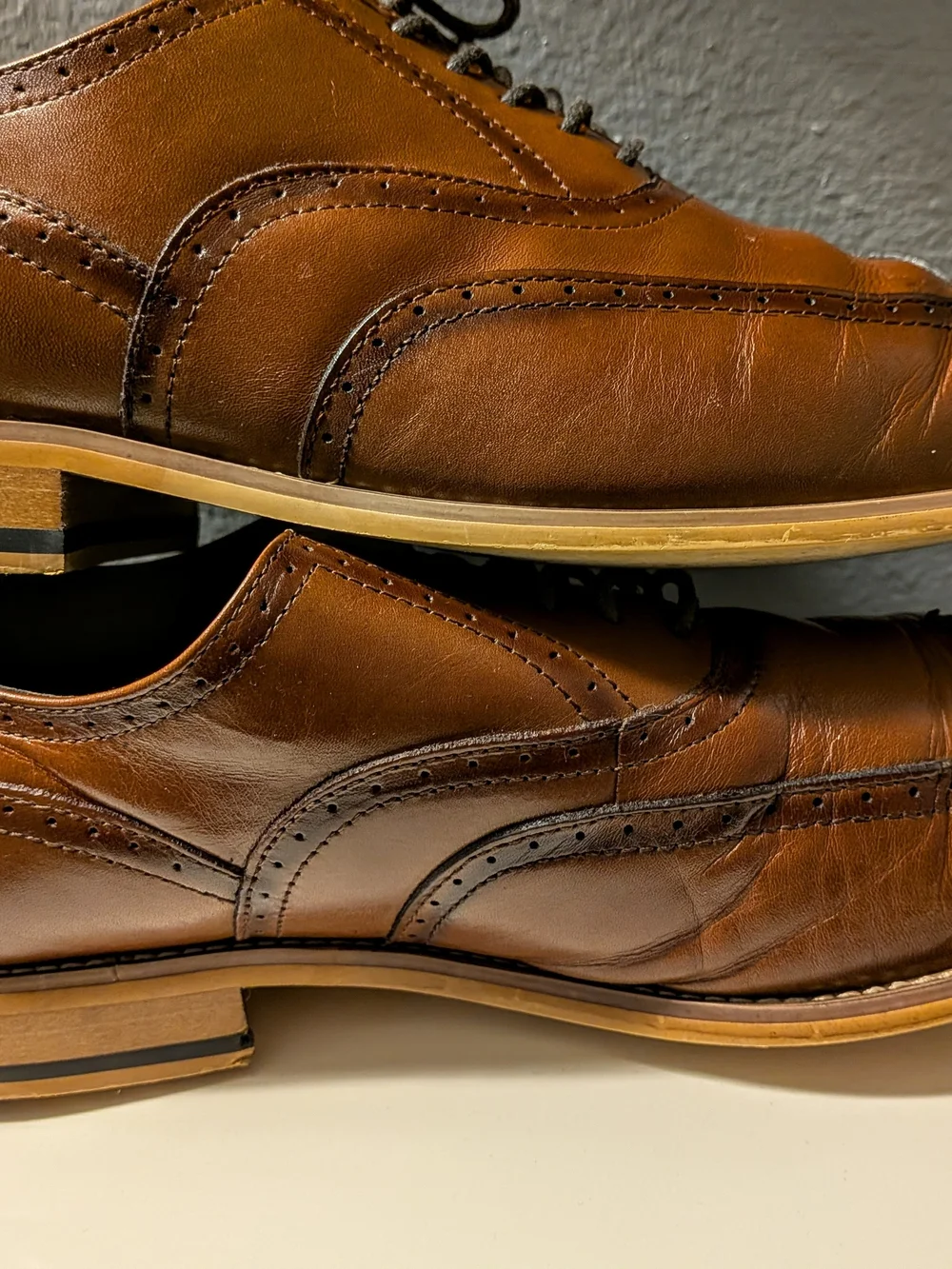 Stacy Adams Sz 9 M Mens Wingtip Oxford Dunbar 2 Tone Dress Shoes Brown Lace Up